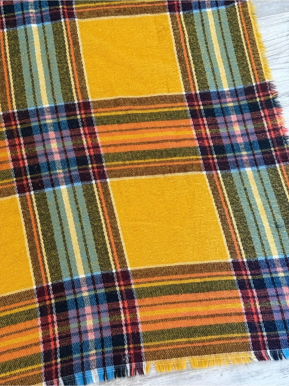 ZARA Accessories Mustard Yellow Plaid Scarf Lightweight Cozy Versatile
